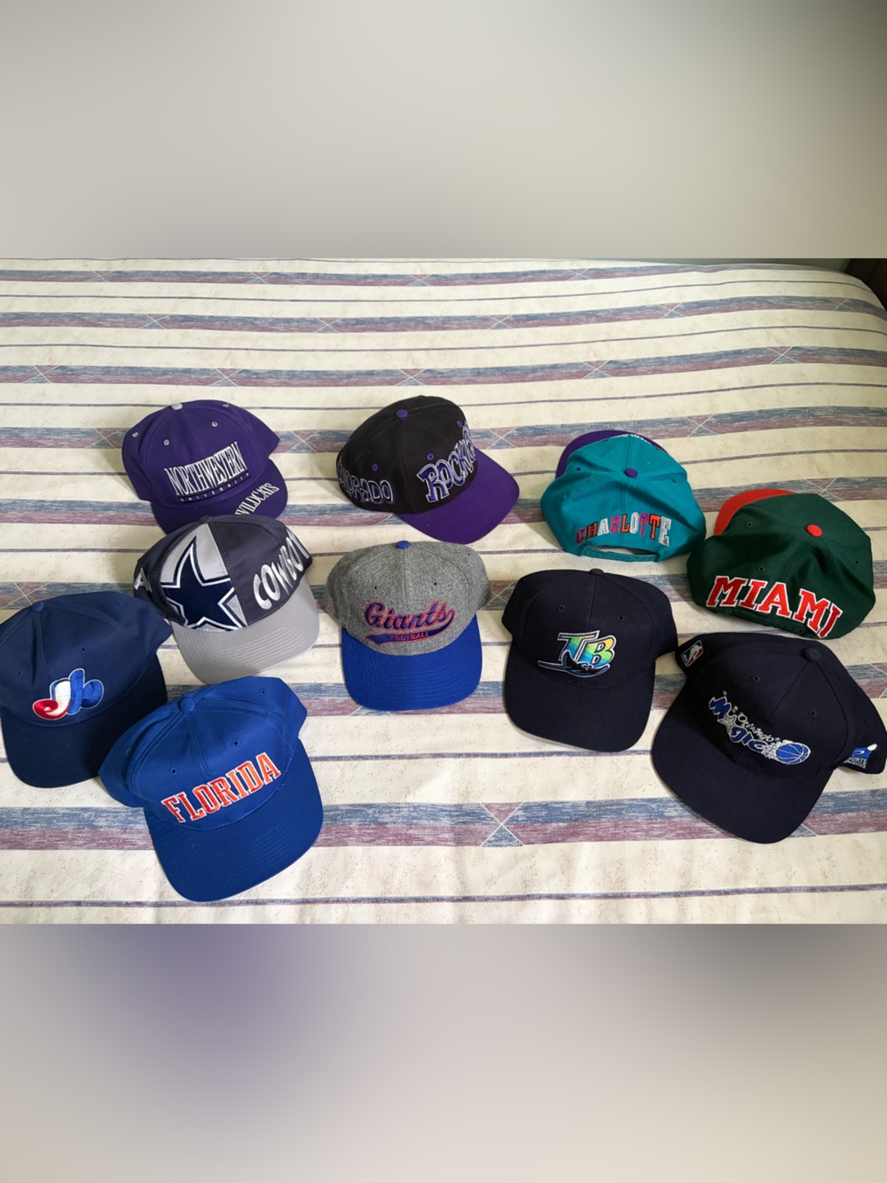 Assorted Kids Baseball Caps - Blue, Navy, Purple, Teal, Green
